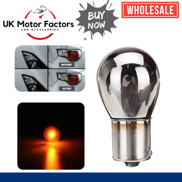 581 Bulb Stop Brake Indicator Bulbs 12V-21W BAU 15S SILVER With Off Set Pins x10 - UK MOTOR FACTORS