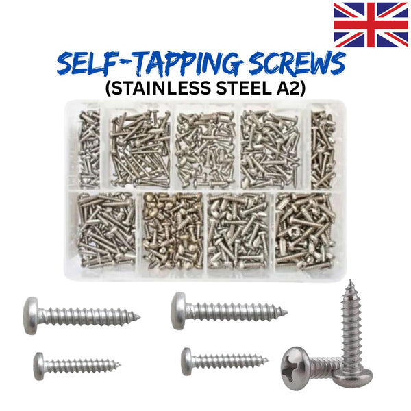 Self-Tapping Screws Assorted Box of Pozi Pan (Stainless Steel A2 Grade) - UK MOTOR FACTORS