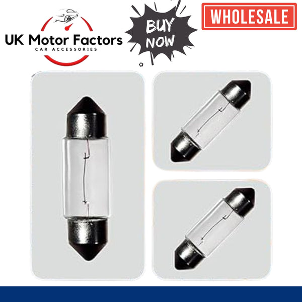 10 x 239 Festoon Bulb 12V-5W (38mm) C5W Interior Rear Number Plate Light Bulb - UK MOTOR FACTORS