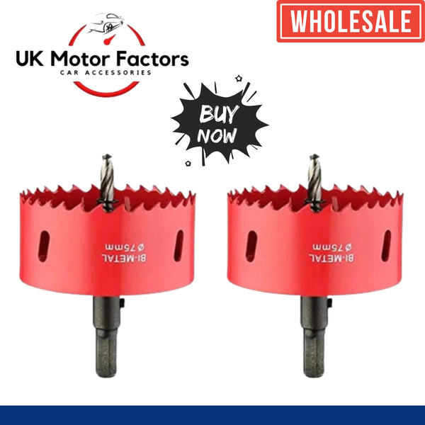 Bi metal Hole Saw M42 Arbor Pilot 75mm Drill Bit for Hole in metal wood Plastic - UK MOTOR FACTORS