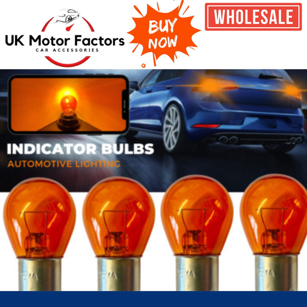10 x 581 Bulbs Stop Brake Light Flasher 12V-21W BAU 15S AMBER With Off Set Pins - UK MOTOR FACTORS