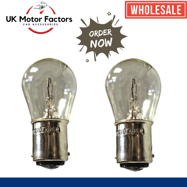 10 x 335 BA15D Stop Indicator Bulbs 12V-21W Double Contact Bulb SBC for car Van - UK MOTOR FACTORS