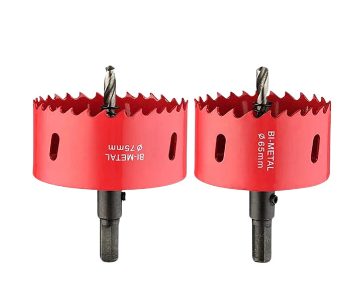 Bi metal Hole Saw 65mm - 75mm Drill Bits Set Arbor Pilot for Metal Wood Plastic - UK MOTOR FACTORS