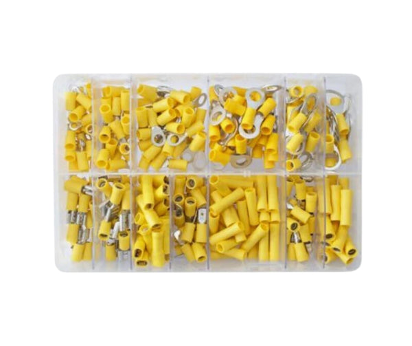 Assorted yellow electrical terminals
