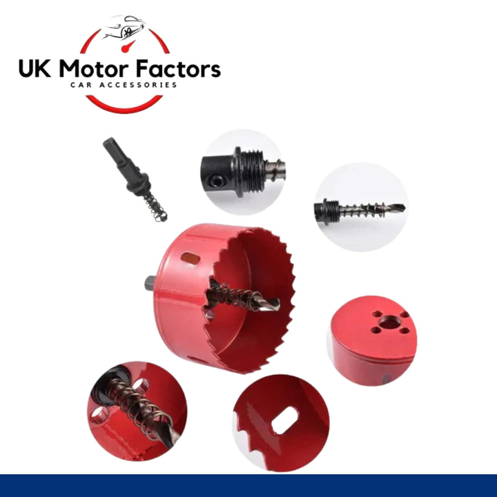 Bi metal Hole Saw 65mm - 75mm Drill Bits Set Arbor Pilot for Metal Wood Plastic - UK MOTOR FACTORS