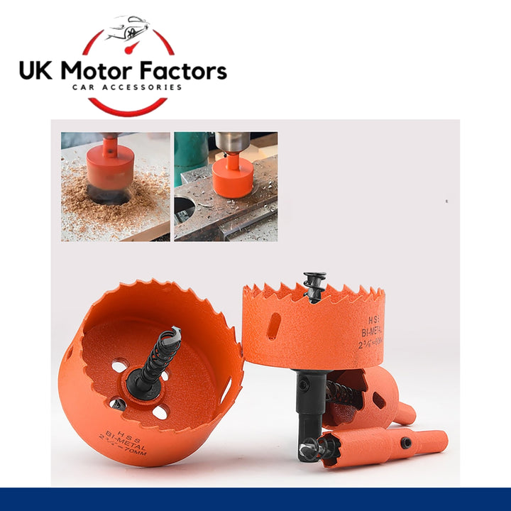 Bi-Metal Hole Saw HSS Hole Cutter Arbor Pilot Drill Bit For Iron Pipe 50-200 mm - UK MOTOR FACTORS