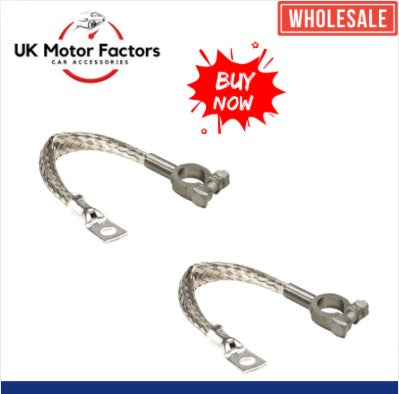 Battery Lead Power Strap Earth Positive Negative Braided Cable for Car, Van, Truck - 12/24V