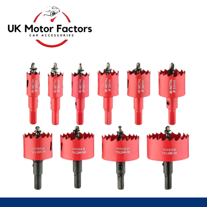 Bi metal Hole Saw [18mm 20mm 24mm 28mm 30mm 35mm 38mm 45mm 50mm 55mm] Drill Bits - UK MOTOR FACTORS