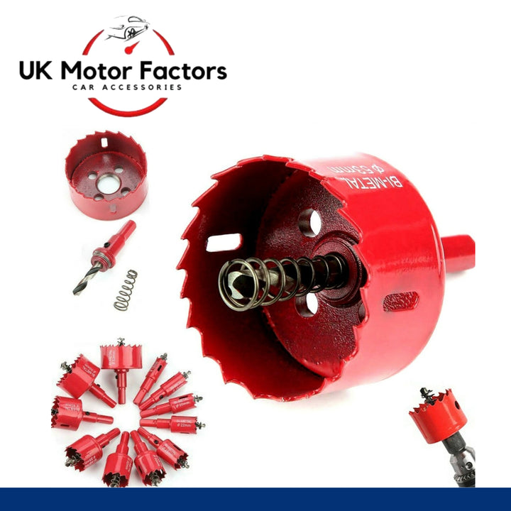 Bi metal Hole Saw 65mm - 75mm Drill Bits Set Arbor Pilot for Metal Wood Plastic - UK MOTOR FACTORS