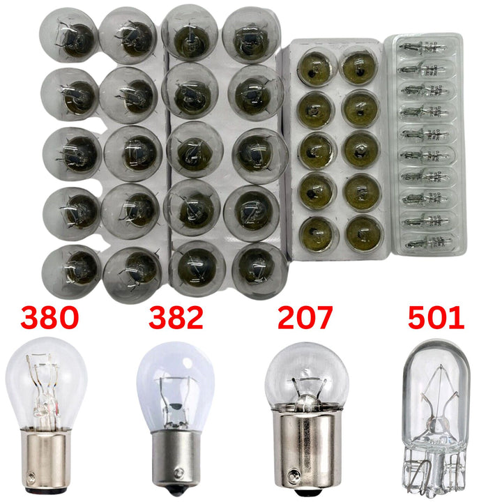 40 x Assorted Car Bulb Garage Pack 12v -10Pcs 380 382 207 501 Bulbs for Car Van - UK MOTOR FACTORS