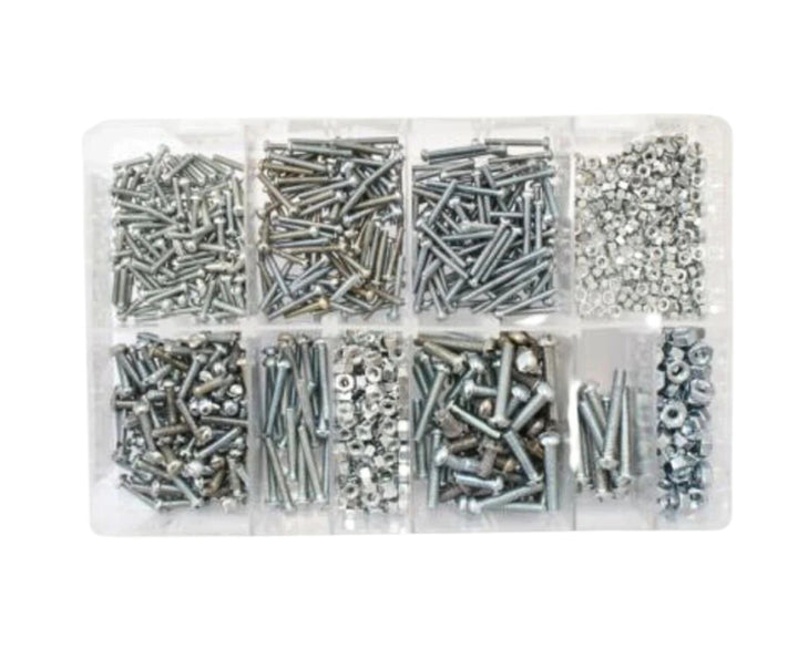 Assorted 2BA-6BA screws, nuts, round head slotted screws BZP
