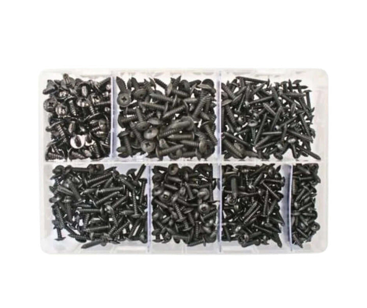 Assorted self-tapping screws black flanged Pozi