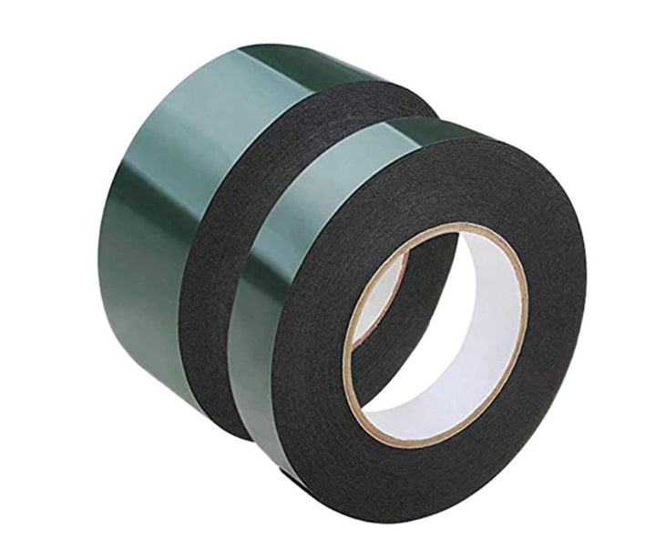 Heavy-duty black double-sided foam tape with strong adhesive
