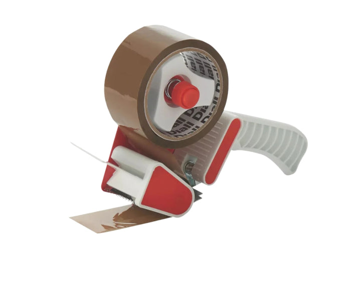 Heavy-duty tape dispenser gun with packaging tape rolls
