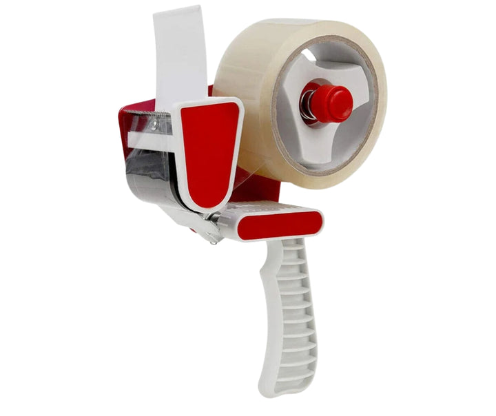 Heavy-duty tape dispenser gun with packaging tape rolls
