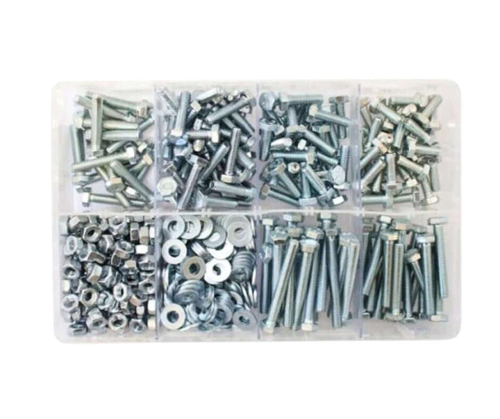 Assorted metric hardware M6 setscrews nuts and flat washers
