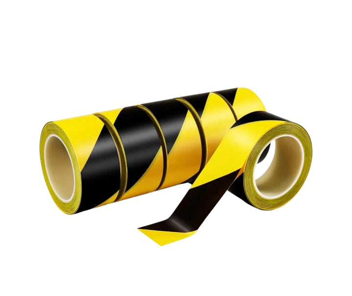 PVC hazard warning tape 50mm x 33m roll adhesive for safety marking
